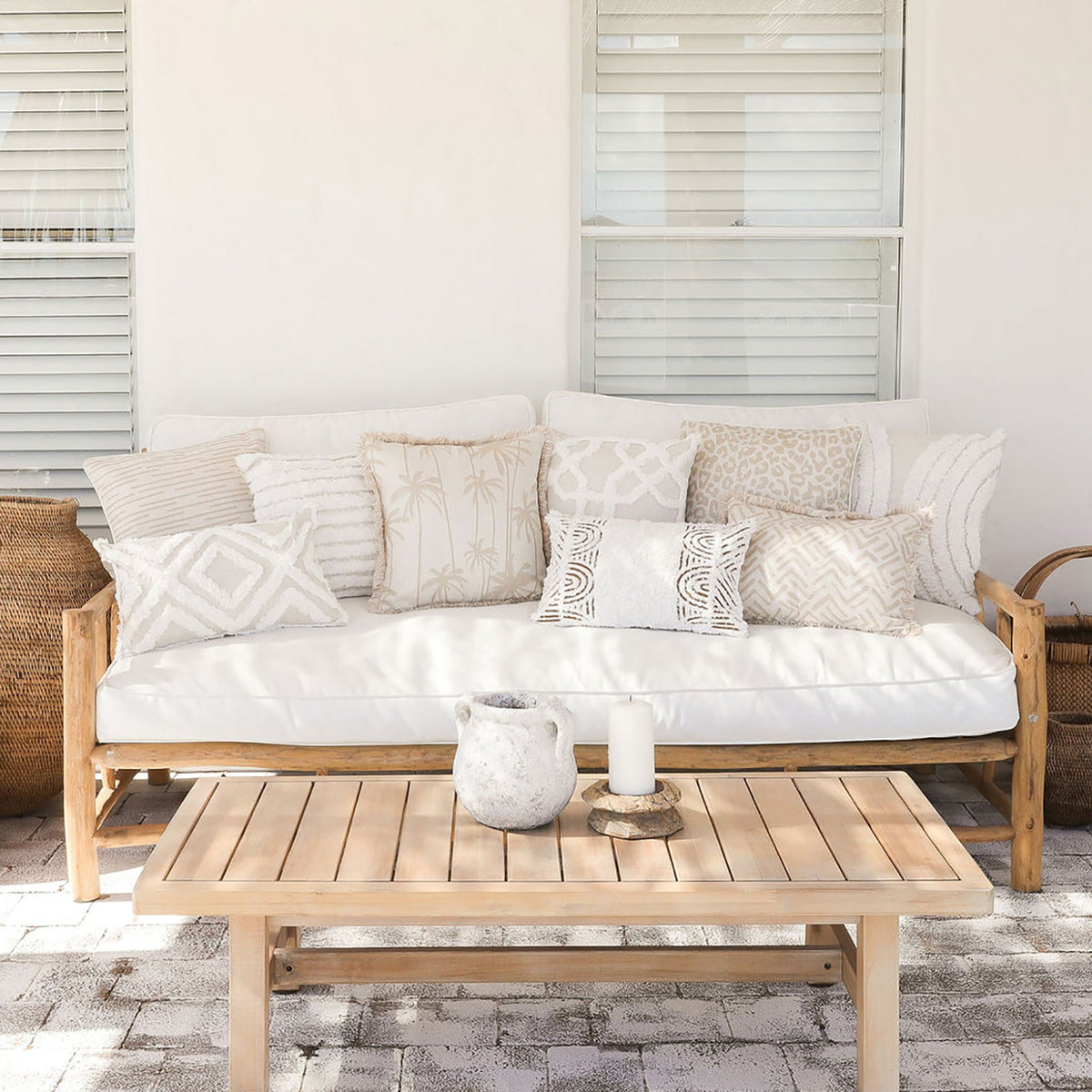 Cushion Cover-Boho Textured Single Sided-Lattice-50cm x 50cm