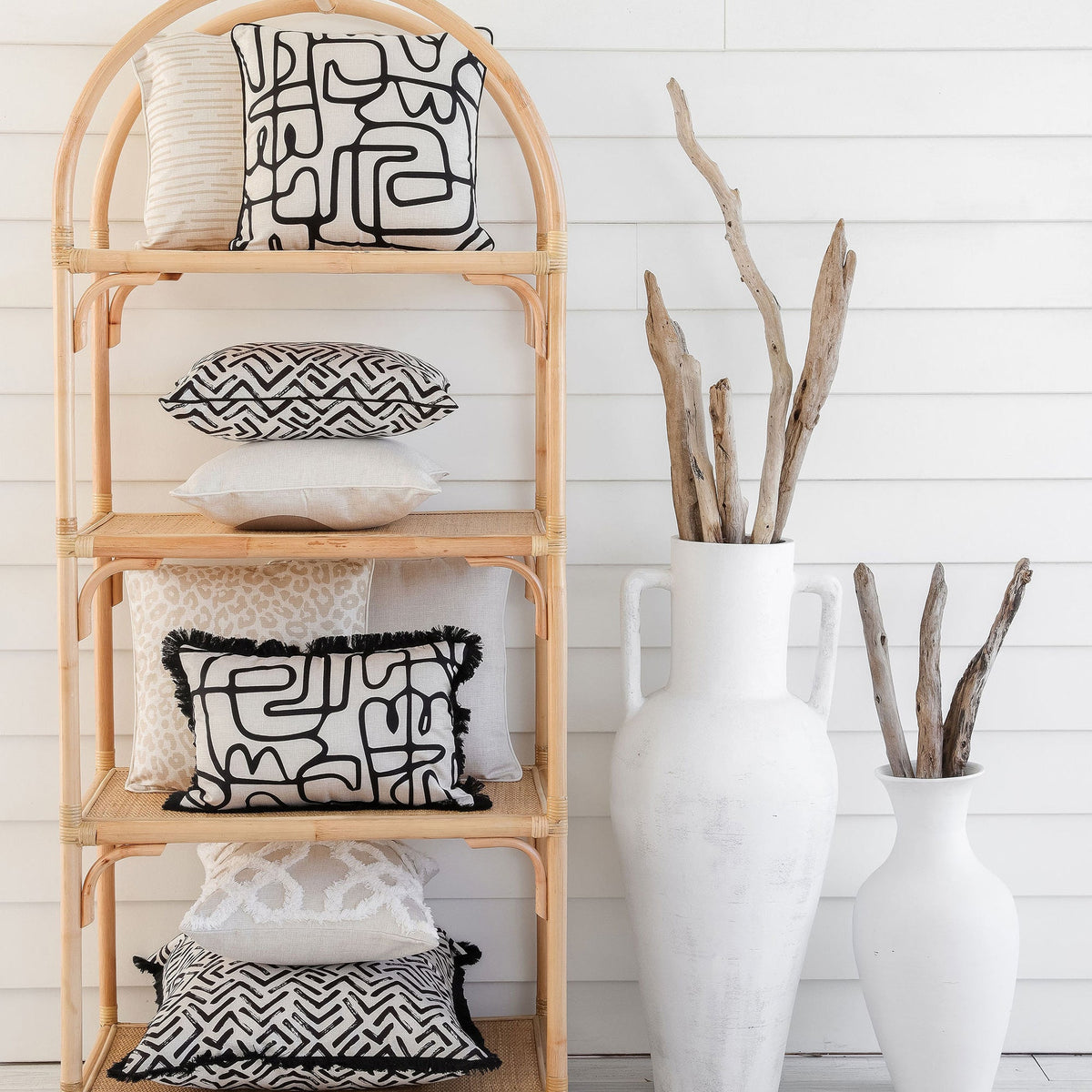 Cushion Cover-Boho Textured Single Sided-Lattice-50cm x 50cm