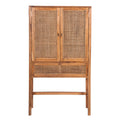 Jasmine Tall Storage Cabinet 90cm 2 Door 1 Drawer Mindi Wood Rattan - Brown