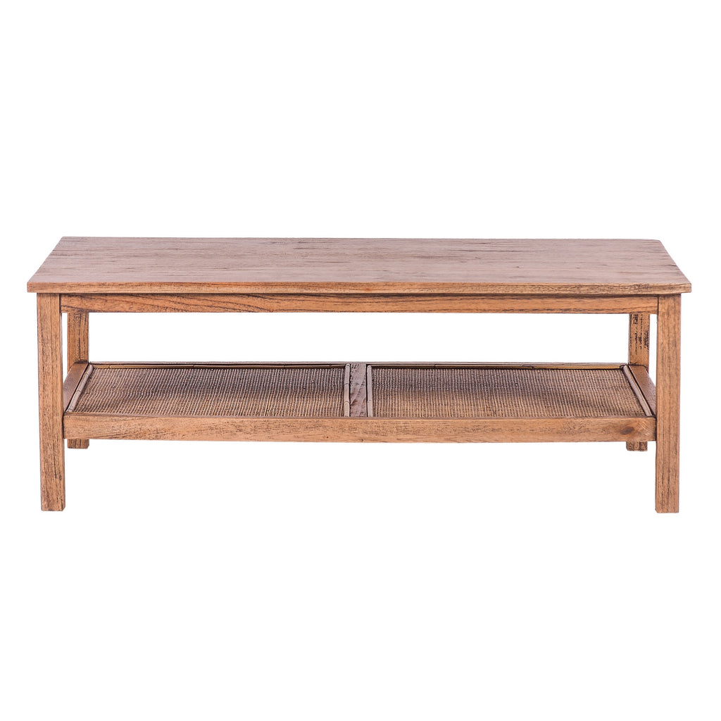 Jasmine Coffee Table 110cm Mindi Timber Wood Rattan Weave - Brown
